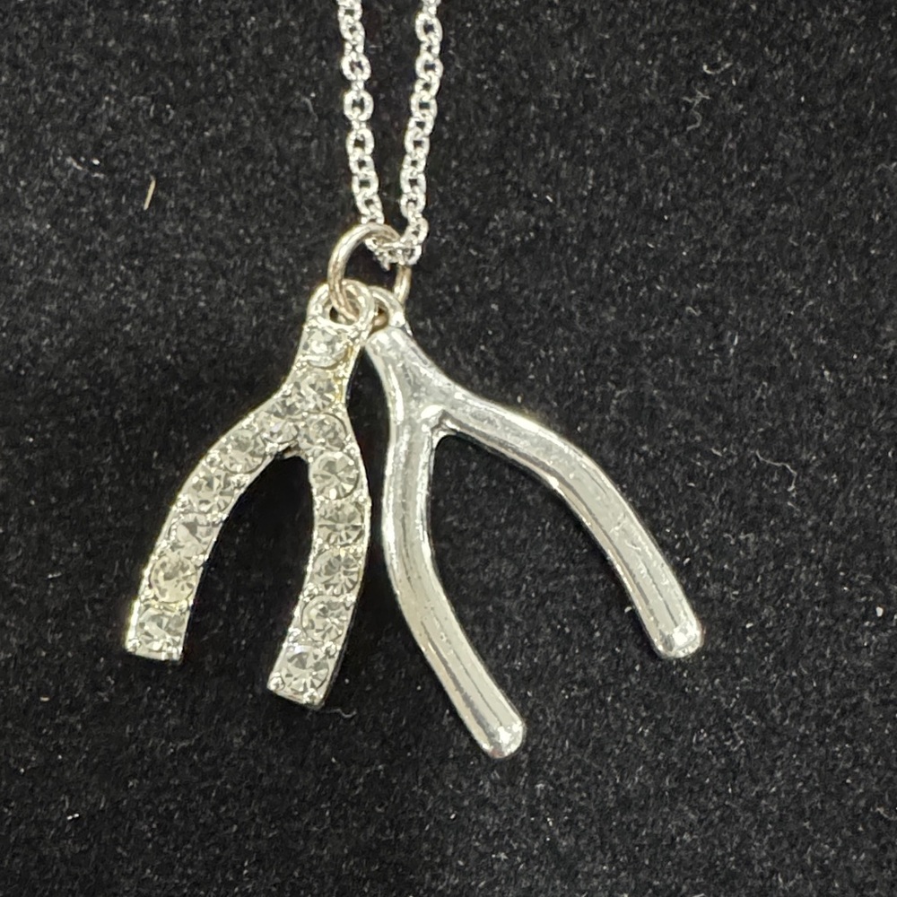 Elegant Silver Wishbone Pendant Necklace